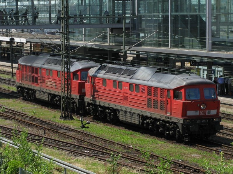 232 495 und 232 349 sind als Lokzug am 10.6.2008 in Regensburg unterwegs.