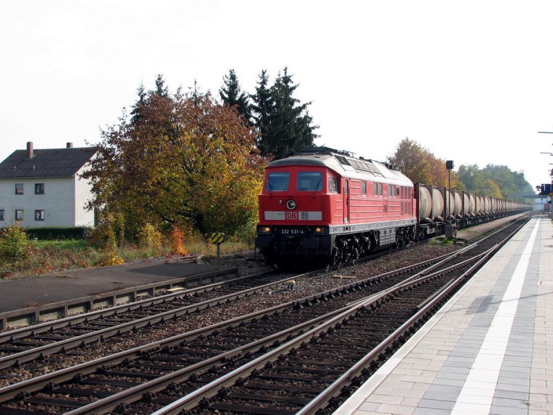 232 531 mit 'Leer-Milchzug' TEC 42818 in Maxh�tte-Haidhof (19.10.2006)