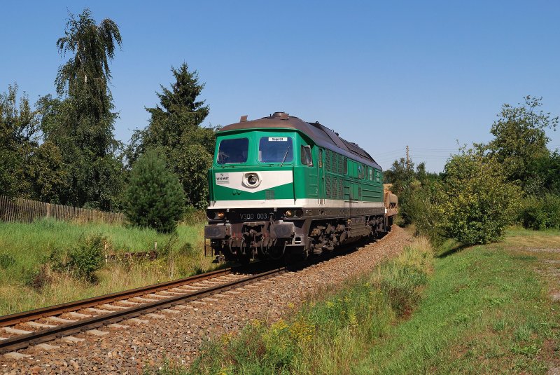 232 684 (V300 003) der Wismut mit G 66236 in Frankenau (20.08.2009)