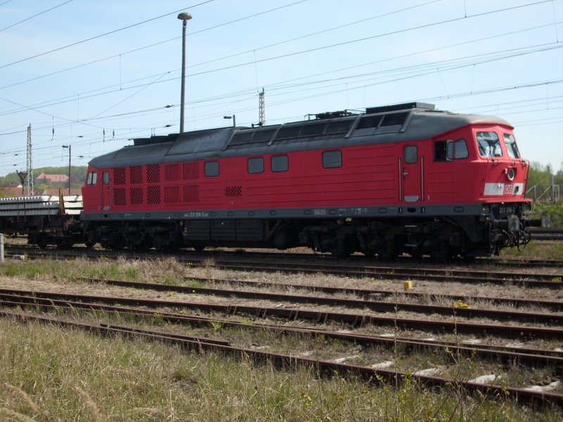 233 206 brachte am 26.April 2009 neue Schwellen nach Bergen/Rgen.