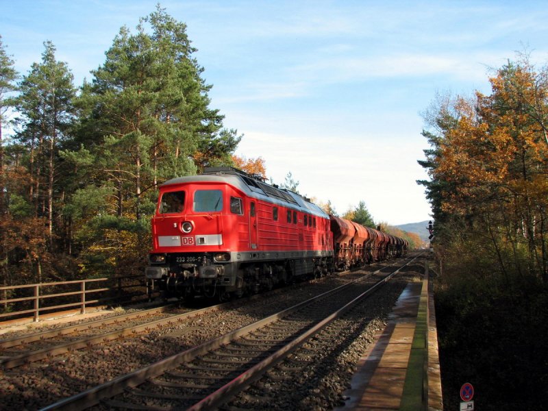 233 206 mit Schotterzug bei Neunkirchen am Sand (16.11.2006)
