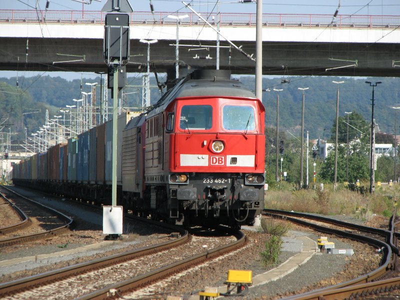 233 462-1 und 189 009-4 brachten einen Containerzug gemeinsam nach Pirna.23.09.07.