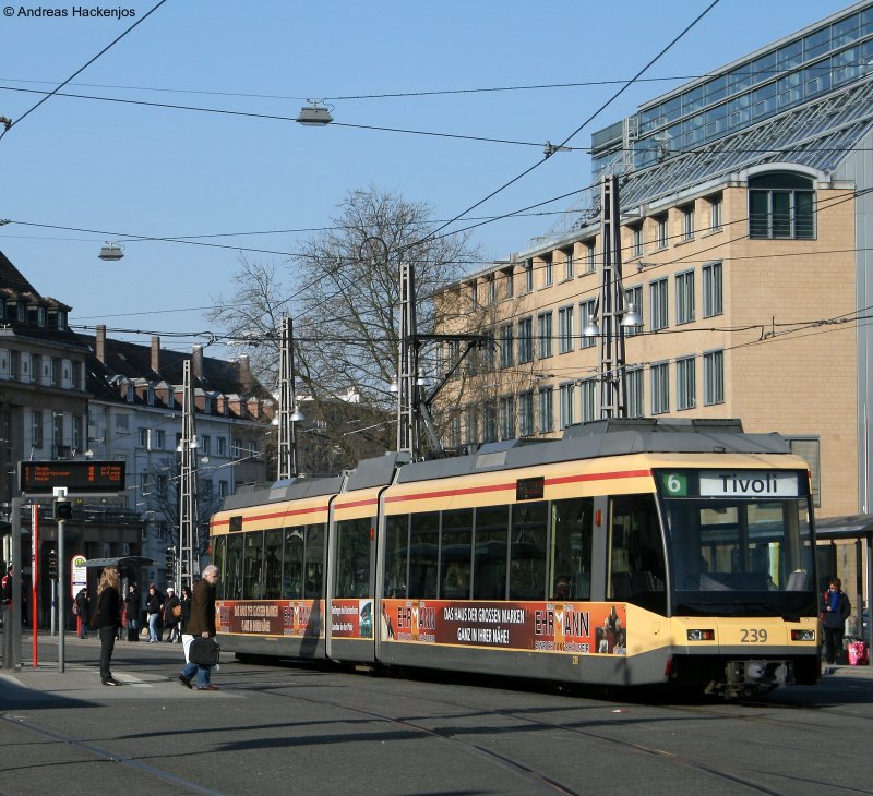 239 der VBK als 6 nach Tivoli am Hbf 21.3.09