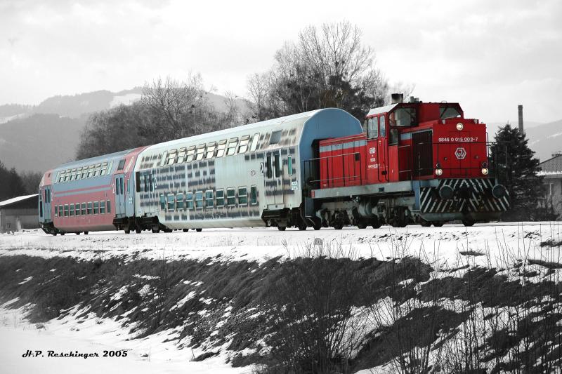 24.2.2005: 1500.3 bei der Ausfahrt mit einem Regionalzug aus dem Bahnhof Frauental an der Lassnitz