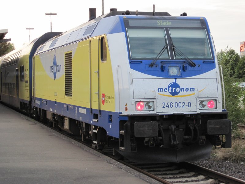 246 002-0 als metronom mit dem Namen Buxtehude von Cuxhaven nach Stade aufgenommen am 14.08.09 