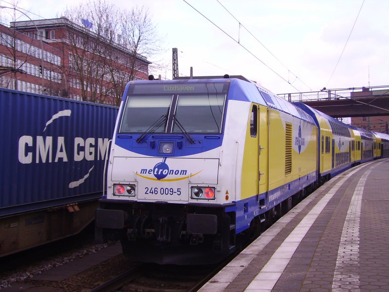 246 009-5 ist mit dem Metronom in Hamburg-Harburg angekommen. 28.03.08