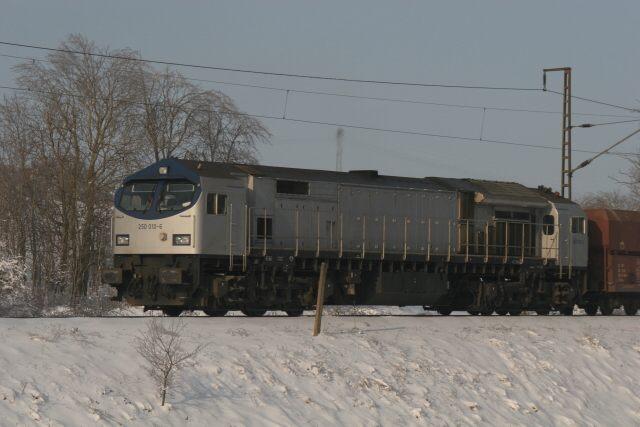 250 010 am 24.02.2006 als Schiebelok bei Httenrode.