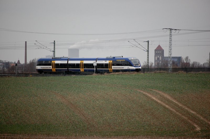 25.01.2007 VT0004 der Ostseeland Verkehr GmbH von Rostock Richtung G�strow unterwegs.