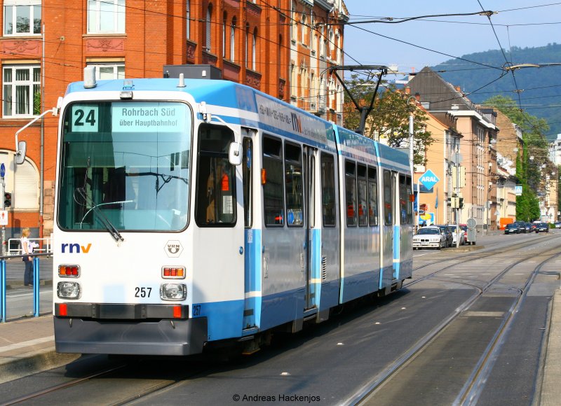 257 als 24 nach Rohrbach S�d in Heidelberg am Betriebshof 2.5.09