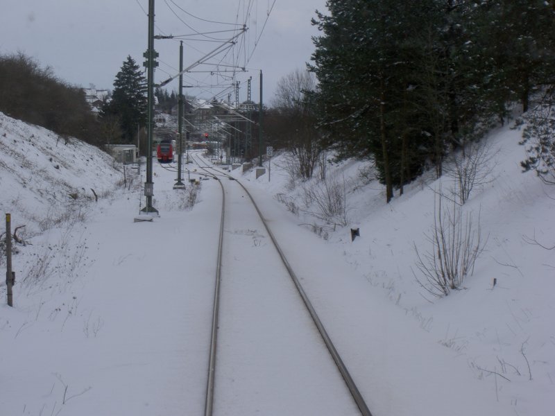 28. Januar 2007 auf der damals noch neu-elektrifizierten Strecke zwischen Freundenstadt und Eutingen im Gu.
