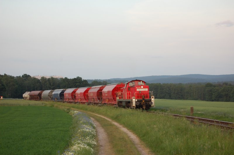 294 587 am 02.06.2008 mit einem G�terzug nach Amberg kurz nach Hirschau. (Strecke Amberg-Schnaittenbach)