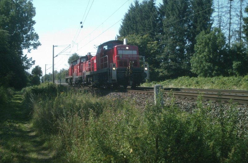 294 770-3 Hhe Peine Juli 2008. Auer ihr beteht dieser
Lokzug noch aus einer 295 und einer DB-V60 in der Mitte.