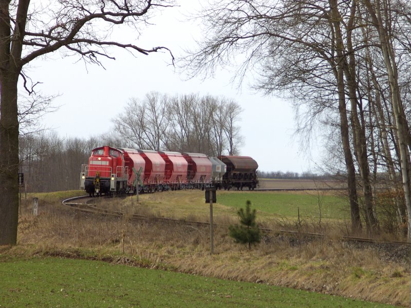 294 898 bei der Annhrung an den B Cretavera kurz vor Hirschau. (05.02.2008, Strecke Amberg-Schnaittenbach)