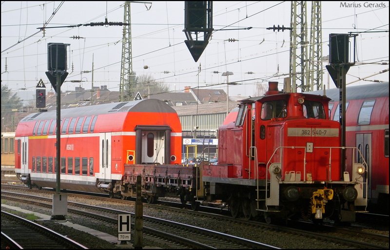 362 540 mit einem Dosto beim Rangieren in Aachen Hbf. 6.4.2009
