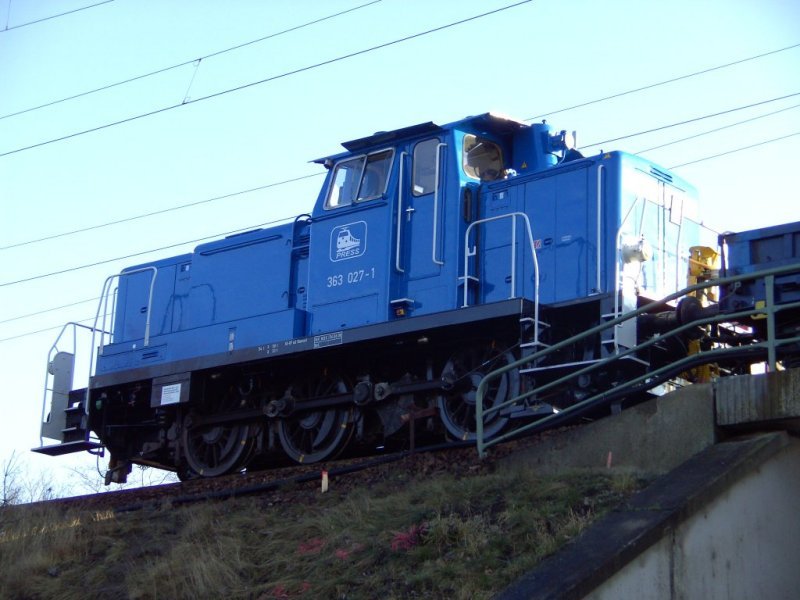  363 027-1 der PRESS im Bauzugeinsatz am 14.01.2008 in Jaenschwalde
