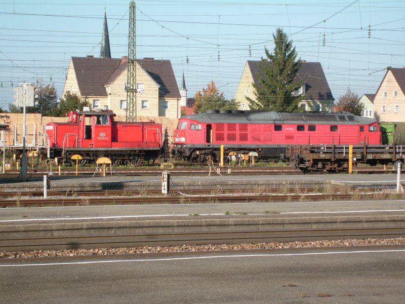 363 044 und 233 596 im August'07 vor Mllzugwaggons in Freilassing