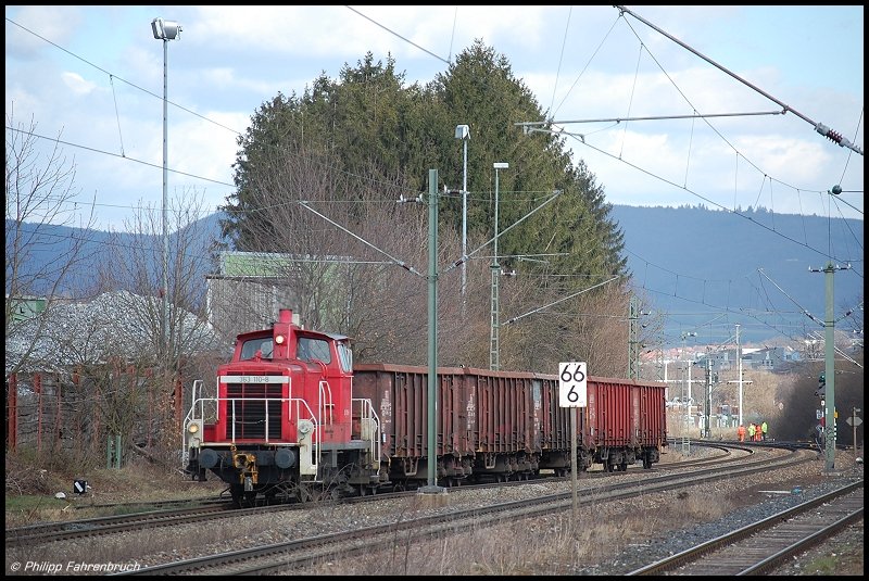 363 110-8 mit FZT 56090 aus Aalen am 18.03.08 in Essingen(b Aalen).
