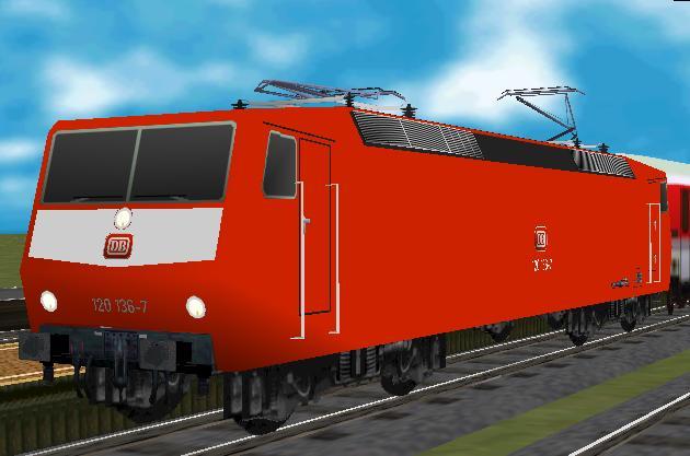 3D Objekt der Baureihe 120 mit gemalten Texturen nach ein paar Verbesserungen (Fst verlngert,DB auf der seite verkleinert oben die kante etwas abgerundet...).
