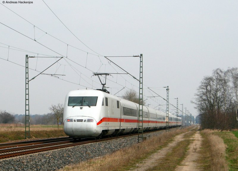 401 072-4 als ICE 276 (Interlaken Ost-Berlin Ostbahnhof) zwischen Forchheim und Durmersheim 22.3.09