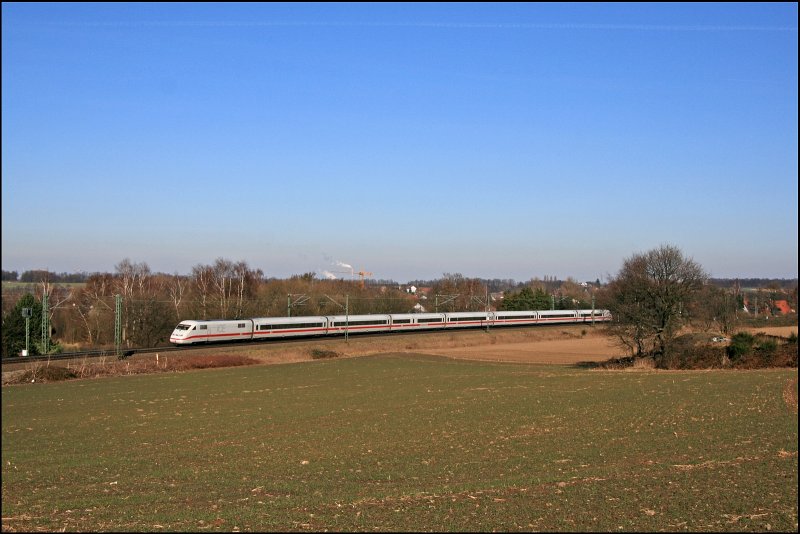 402 029  Templin  fhrt am Ostrand des Ruhrgebietes als ICE 952, von Berlin Ostbahnhof nach Kln Hbf, Richtung Hagen Hbf. (16.02.2008)