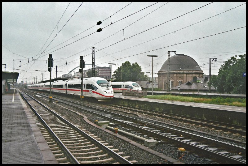 403 001  Freiburg im Breisgau  und 036  Ingolstadt  fahren am 27.05.2007 als ICE610 von Mnchen ber Stuttgart nach Dortmund.
Aufgenommen bei der Durchfahrt in Kln-Messe/Deutz.