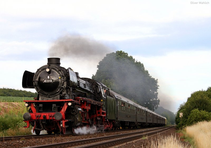 41 018 mit Sonderzug in Reichenschwand. 30. Juni 2007