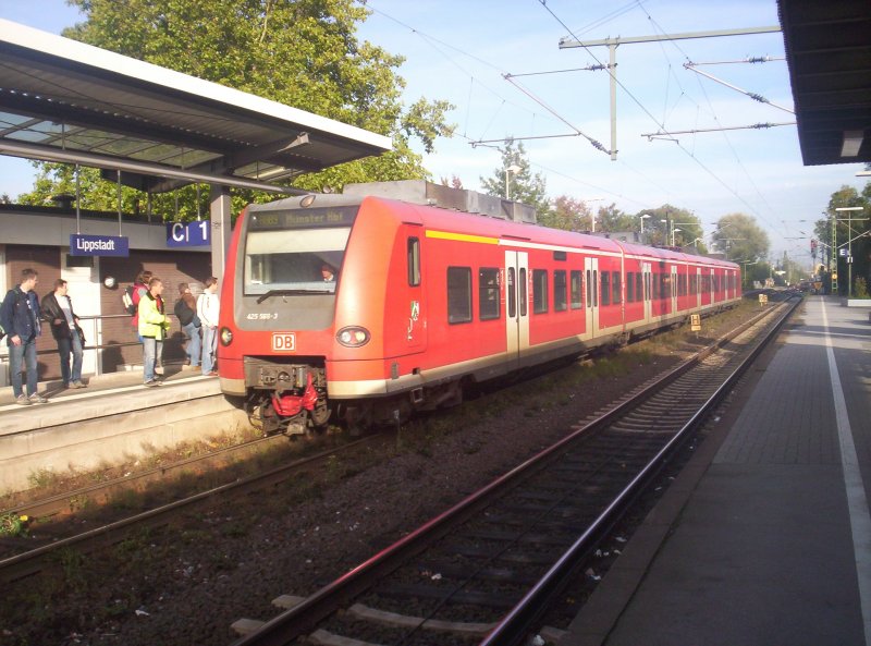 425 066(566) bei der Einfahrt von Lippstadt. Dieser 425 kommt rade von Herford, bis Paderborn als RB 72 und von daaus �ber Scharmede, Lippstadt, Soest, Hamm(Westf), Mersch(Westf) nach M�nster(Westf). 11.10.2006