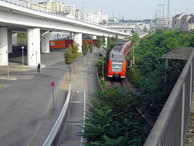 425 202-9, als S3 von Karlsruhe HBF nach Speyer HBF, bei der Einfahrt in den HBF von Ludwigshafen am Rhein. Vorher muss der Zug noch einen kleinen Tunnel durchfahren um die Hochbahnsteige 1 und 2 des HBF&acute;s zu unterqueren
