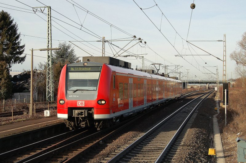 425 723-4 als S4 von Germersheim nach Bruchsal in Heidelberg-Pfaffengrund/Wieblingen. 15.01.2008