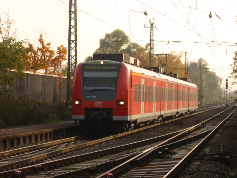 425 755-6 als RB 18628 bei der Einfahrt Karlsruhe-Hagsfeld am 29.10.07