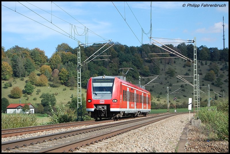 426 513-8 ist am 29.09.07 unterwegs als RegionalBahn von Ulm Hbf nach Geislingen (Steige), aufgenommen an der KBS 750 (Filsbahn) bei Urspring.