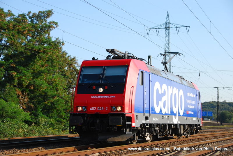 428 045-2 (SBB-Cargo) fhrt am 24. August 2009 um 17:50 Uhr durch Duisburg Obermeiderich