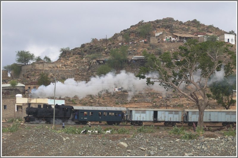442.55 stampft aus dem Bahnhof von Ghinda.... (30.10.2008)
