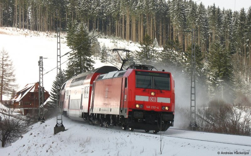 46 232-4 mit dem IRE 4705 am km 70,0 22.3.08 Leider war grad Murphy zu Stelle