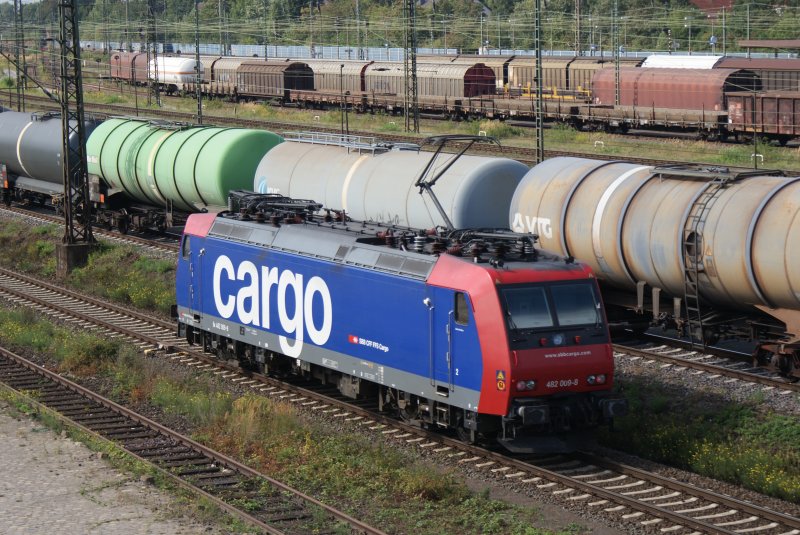 482 009-8 fuhr als Lz am 01.09.2009 aus dem Seelzer Rbf. in Richtung Wunstorf.