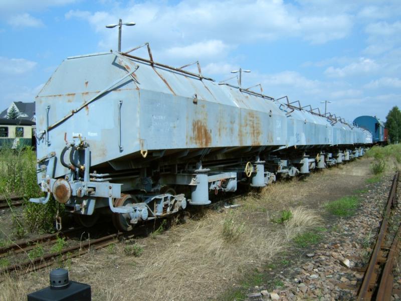 5 Wagen f�r den ehemaligen Kaolintransport abgestellt in M�geln am 24.07.05