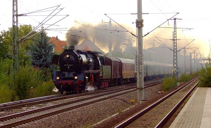 50 3648 am 20.9.2007 auf den Fernbahngleisen der Strecke Dresden-Pirna 
Sie bringt einen Sonderzug nach Knigstein/Schs. Schweiz