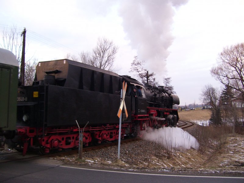 50 3648 des SEM verlsst den Bahnhof Waltersdorf in Richtung Schlettau im Dezember 2007..