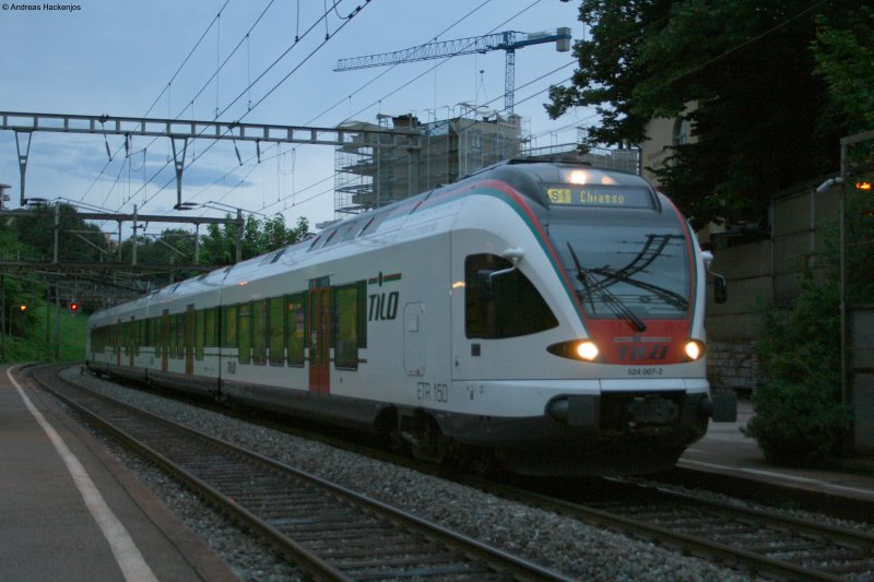 524 007 als S1 nach Chiasso in Lugano Paradieso 16.8.08