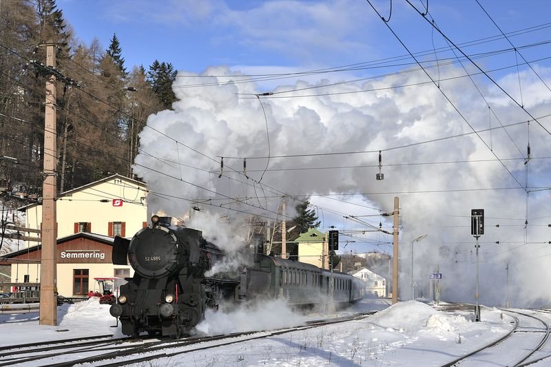 52.4984 am 4.1.2009 mit SDZ R16097 von Wien nach Mrzzuschlag. Hier bei der Ausfahrt Bhf Semmering.