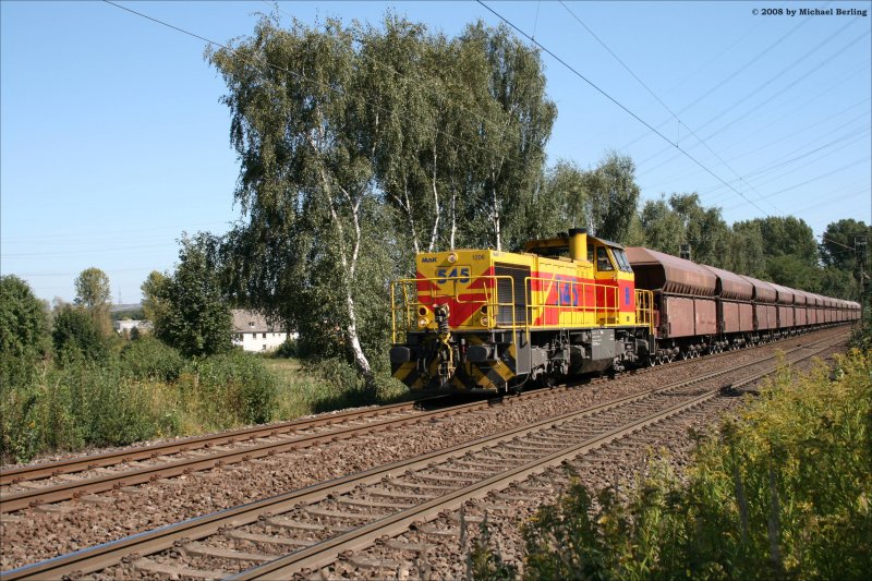 545 der EuH (VL 2004/5001556 G1206 1500 kW) mit eine Kokszug kurz vor dem Gbf Gelsenkirchen Bismarck. 9.9.08