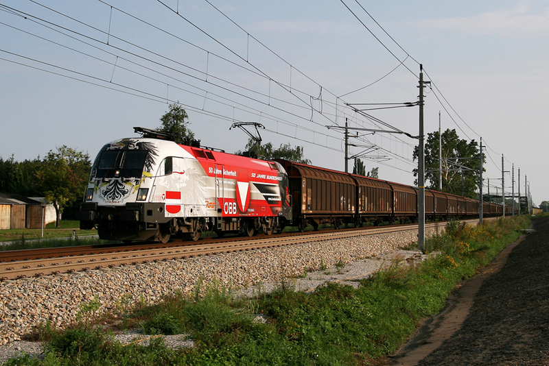 5.8.09 Heute war es wieder einmal so weit, die Bundesheer Werbelok verschlug es wieder in meine Nhe, nachdem sie den EC 378 von Wien Sdbahnhof Ostseite nach Ostseebad Binz in Breclav abgekuppelt hatte sie eine Kiste nach Wien Zvbf. im Plan. So, hier die 1116 246 mit dem 105min vor Plan verkehrenden DG 44009 von Breclav nach Kledering.
