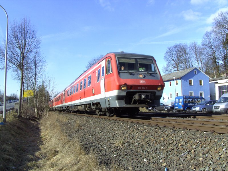 610 014 auf dem Weg von Nrnberg nach Regensburg. Amberg, 18.02.2008