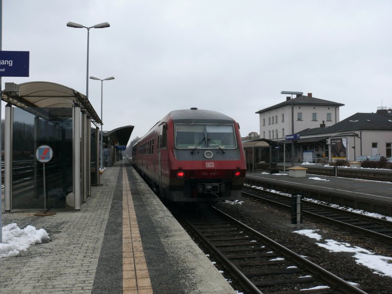 610 019 mit dem RE von Nrnberg nach Marktredwitz hat gerade den Endbahnhof erreicht!