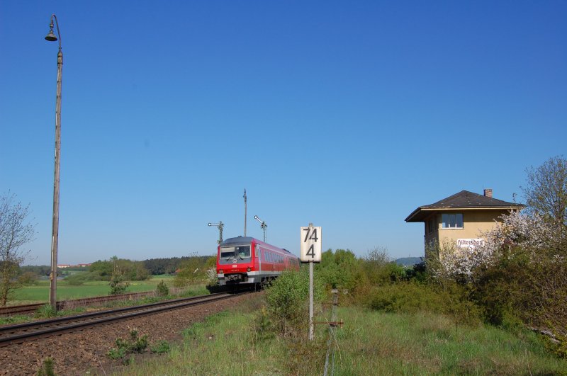 610 505 als RE 3545 beim Weichenwrterstellwerk von Hiltersdorf am 10.05.2008
