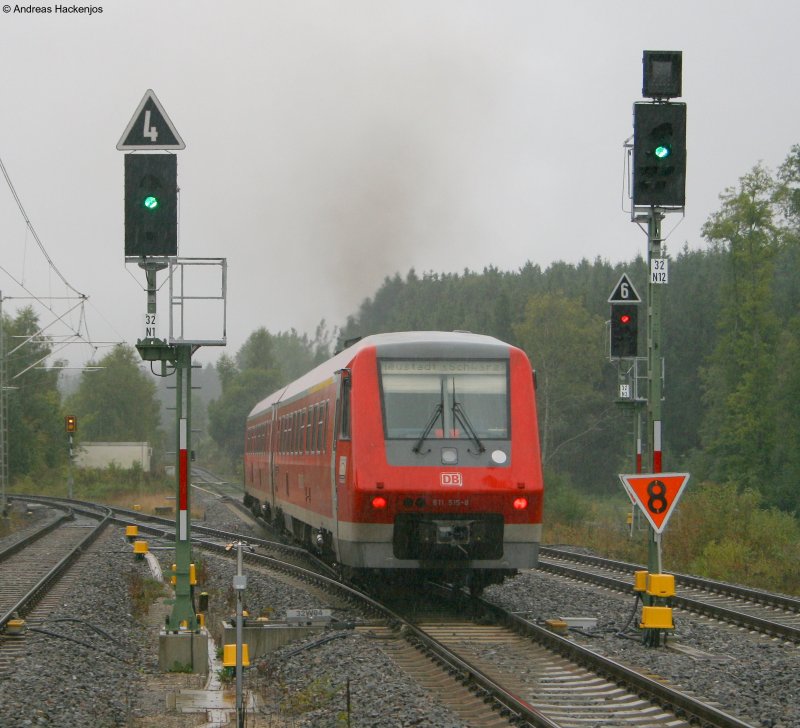 611 515-8 verlsst Trossingen DB als RE 22313 nach Neustadt(Schwarzw) 13.9.08