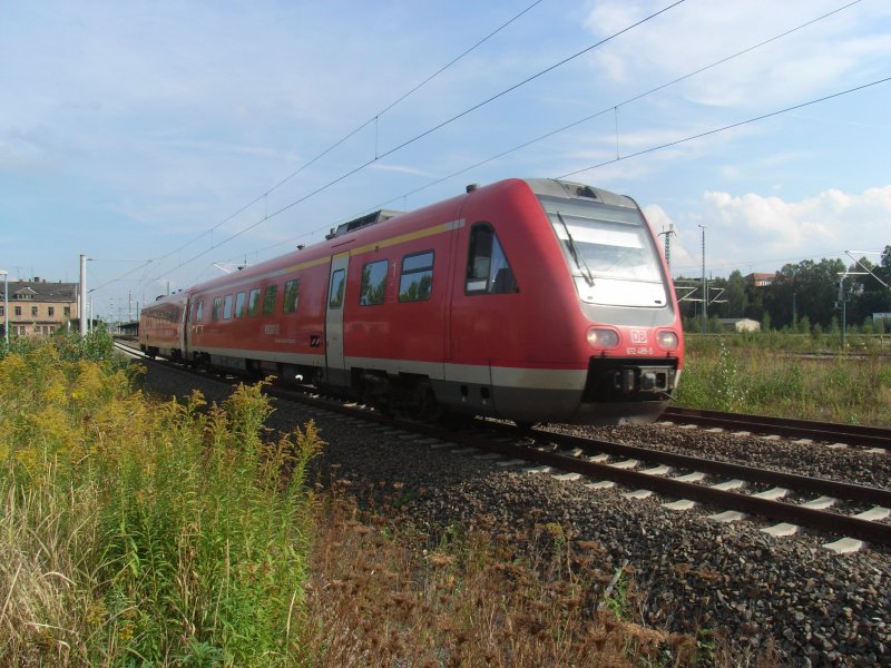 612 489-5 als IRE 3090  Franken-Sachsen-Express , Ausfahrt aus dem Bahnhof Freiberg, 11.09.08