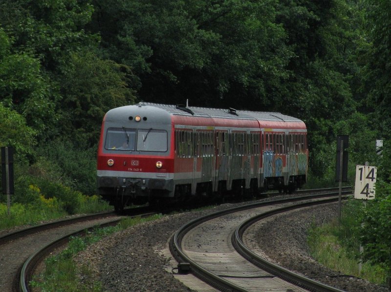 614 043 aufgenommen am 11.08.2008 von der Haltestelle Ludwigshhe aus (Strecke Neuhaus-Nrnberg). Heute fahren hier 648...