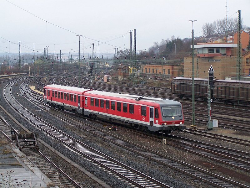 628 344 auf der Fahrt nach Ulm Hbf. Aufgenommen am 21.02.08 bei der Einfahrt in Aalen.