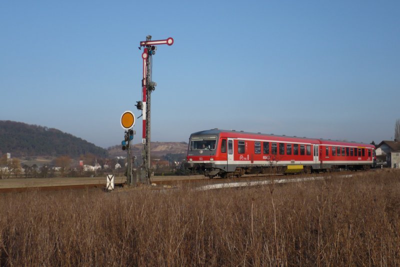 628 446 auf der Vogelsbergbahn als RB 25254 nach Gieen bei Groen-Buseck im Einsatz (30.01.2009)